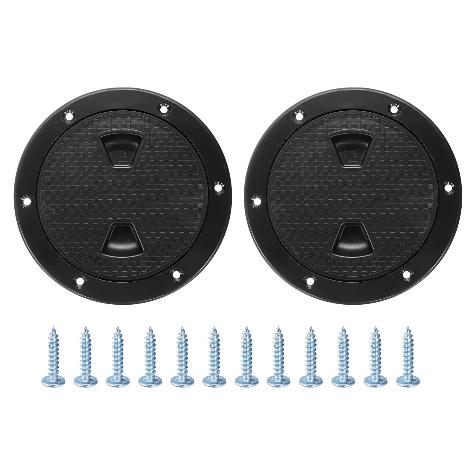 sourcing map 2Pcs Boat Hatch, 4" Round Non Slip Plate Inspection Deck Access Hatch & Lid, Detachable Cover with Screws for Marine Boat Yacht Ships, Black