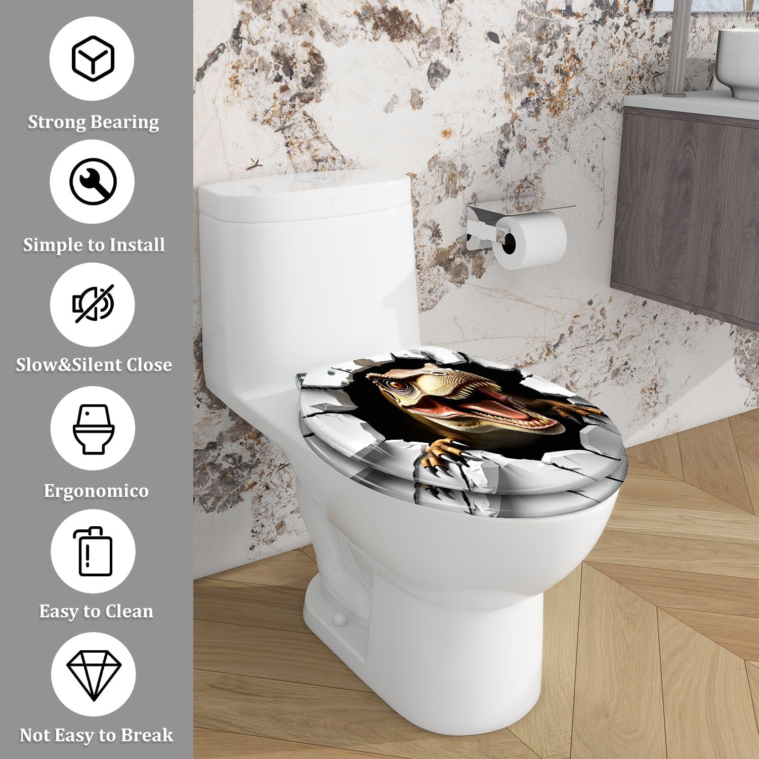 Juego de baño de dinosaurio alargado y divertido