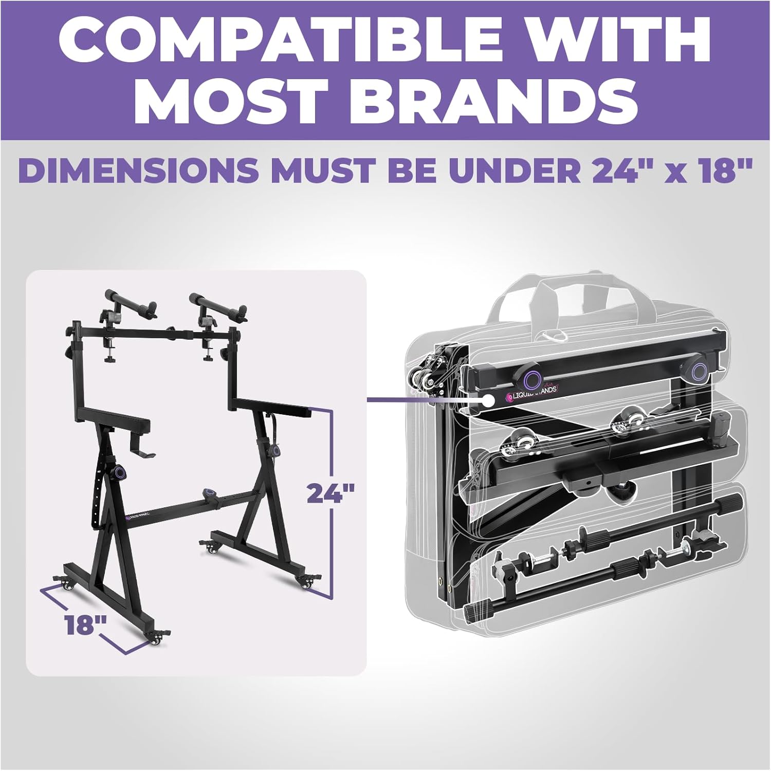 Liquid Stands Carry Bags for LS items (Mostly Stands) - Custom Fit Foldable Z Stand, 2nd Tier Stand with Wheels and others - Portable & Large Protective Storage - Piano Stand Case