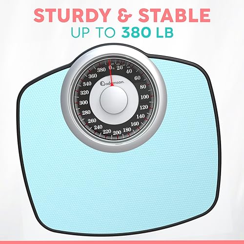 Miniatura 7 de Adamson Báscula A25 para peso corporal, hasta 400 libras, esfera de 5.3 pulgadas en plataforma de 12.4 x 10.2 pulgadas, superficie de goma