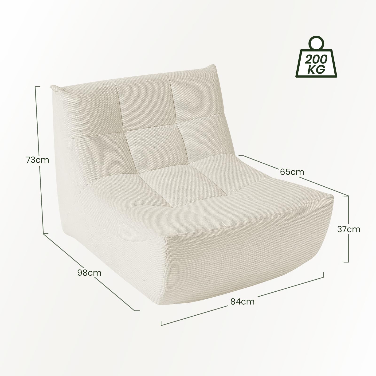 EUGAD Puff Salón, Togo Sofá, Sofá Puff Ergonómico, Puf Asiento, Beige | Sillón Moderno XXL, Bean Bag con Relleno de Esponja de Alta Densidad, Tela de rizo, Pera para Salón y Dormitorio