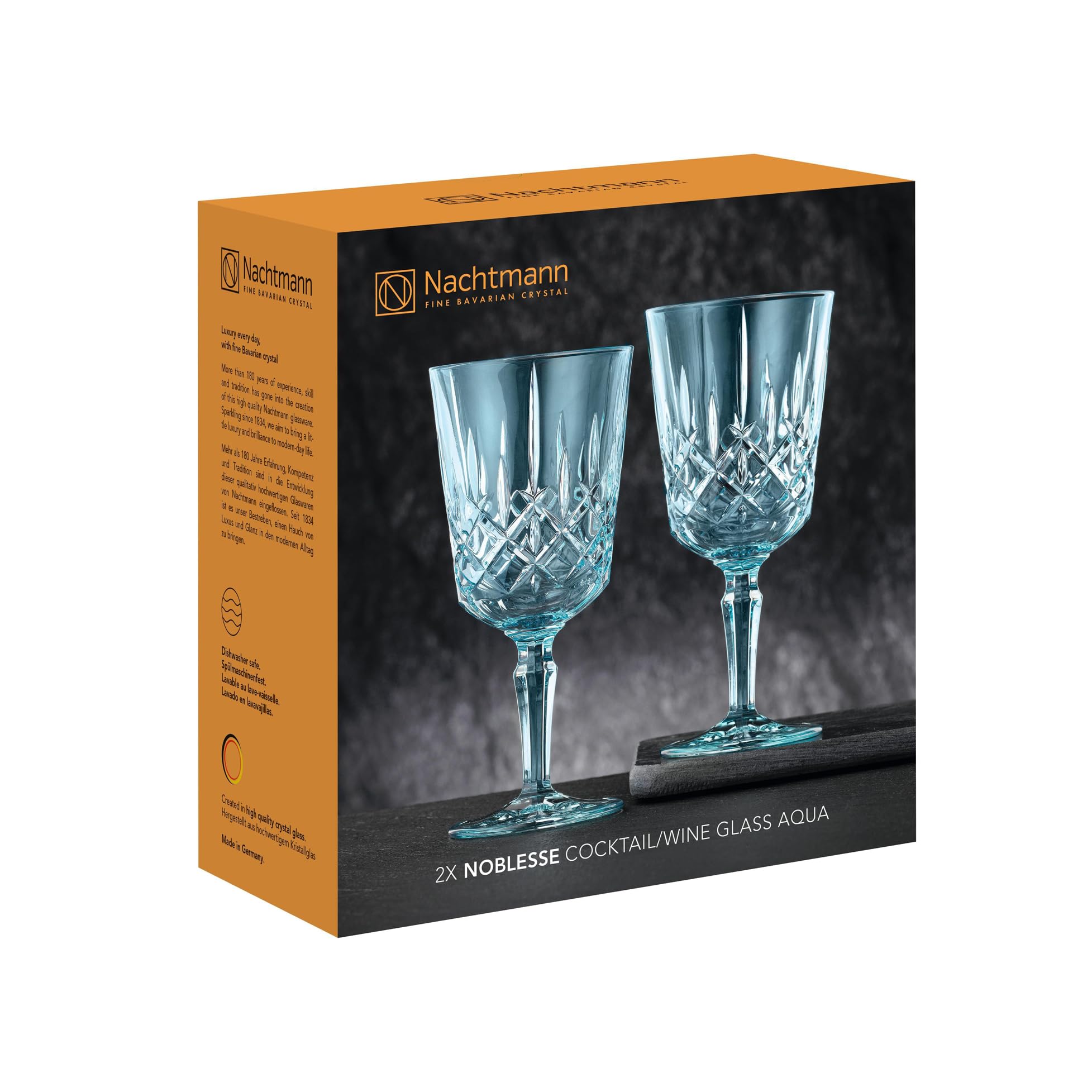 Spiegelau & Nachtmann, 2-częściowy zestaw kieliszków do wina, niebieskie kieliszki koktajlowe/kieliszki do wina, szkło kryształowe, 355 ml, Aqua, Noblesse Colors, 105219