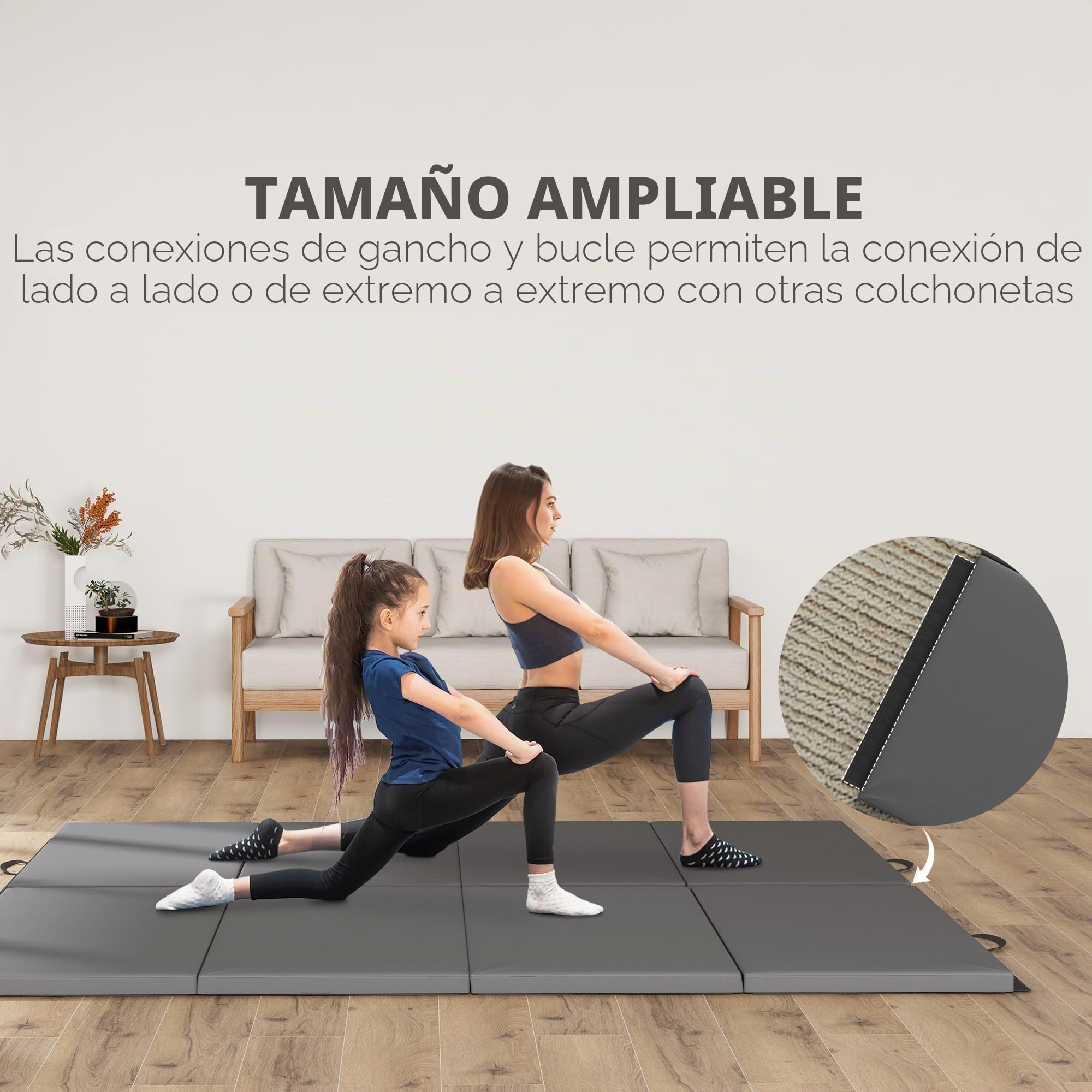 HOMCOM - Alfombra de gimnasia plegable con asa, esterilla para yoga, mma, deporte, fitness, pilates, revestimiento sintético