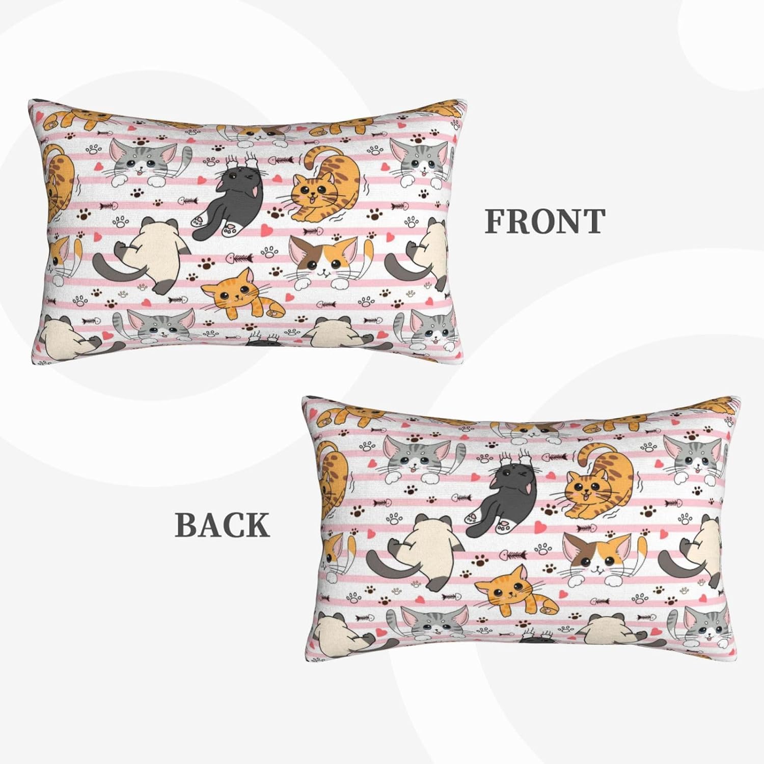 Cats Pillowcase 20"x30" Pillow Case with Cat on it with Zipper Pink Pillows