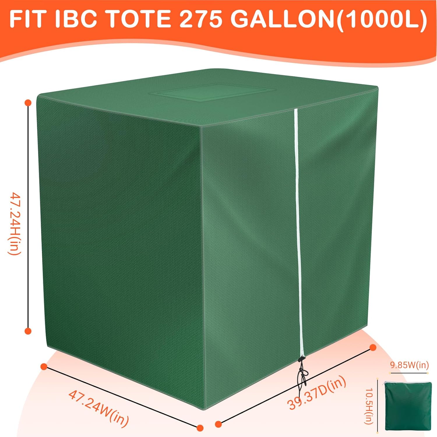 IBC Tote Cover, Outdoor Water Tank Covers Waterproof, 275 Gallon for 420D 1000L Garden Water Tank and Rain Barrel (Green)