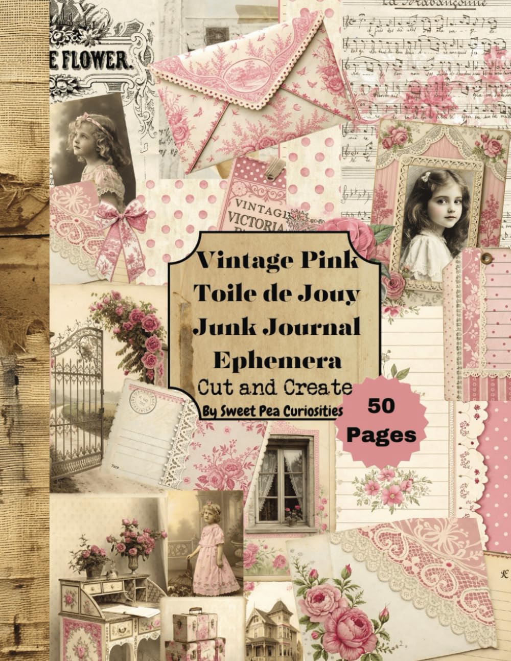 Vintage Pink Toile de Jouy Junk Journal Ephemera: Cut and Create