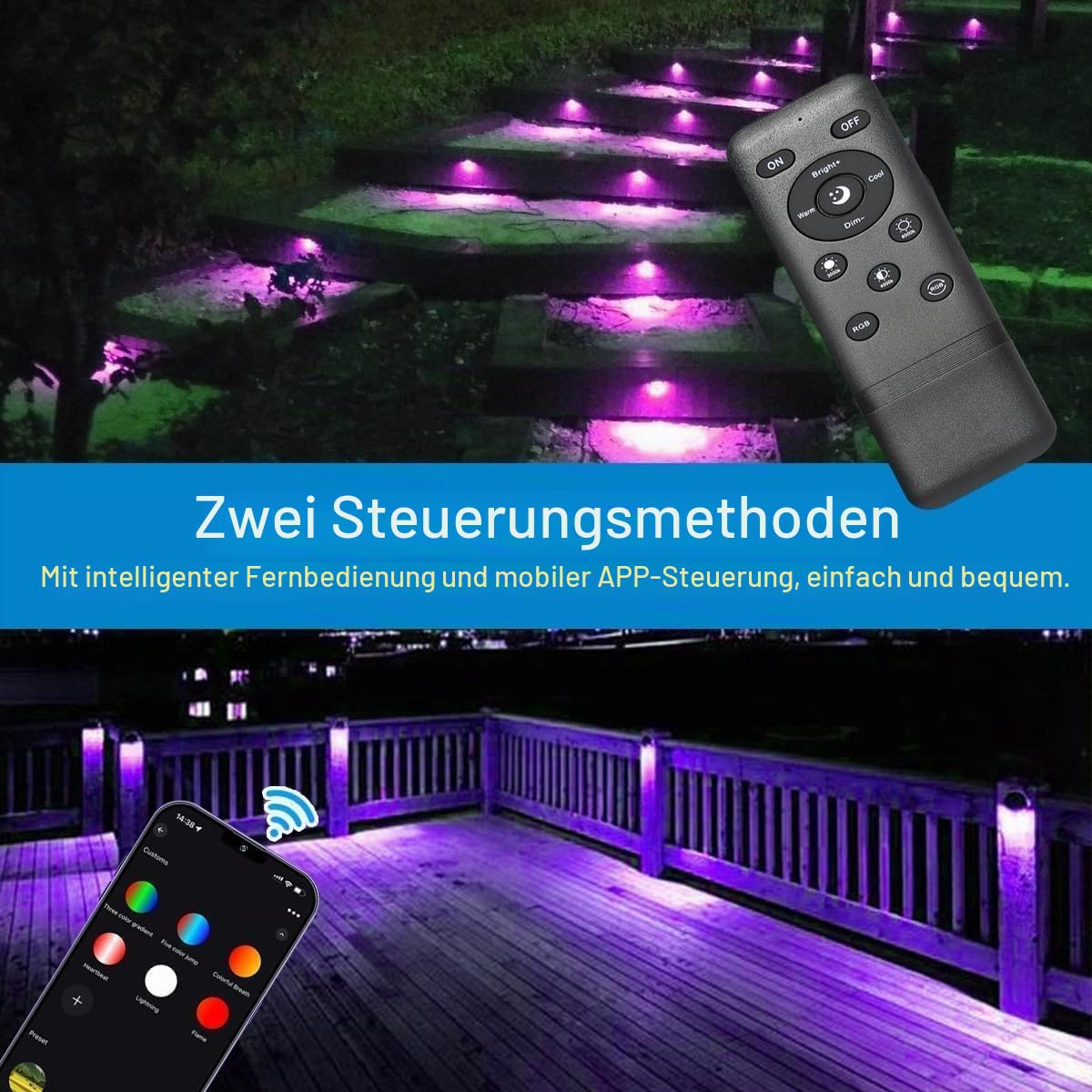 WLAN Bodenstrahler Außen Wasserdicht RGB + Warmweiß 30er Set | Ø31mm | IP67 Wasserdicht, DC12V, App/Alexa-Steuerung, befahrbar, 50.000h Lebensdauer und dimmbar