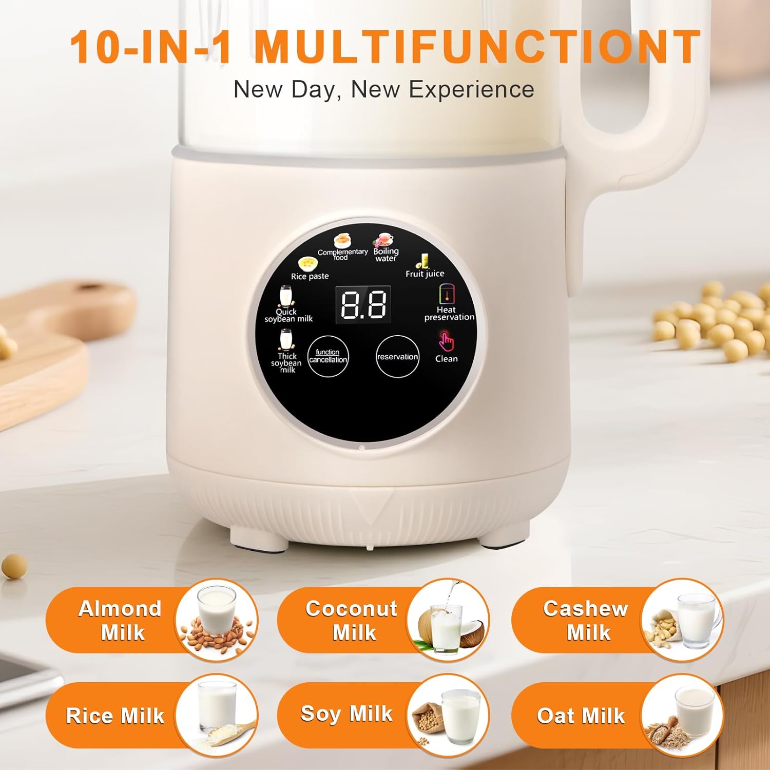 BYLVOLTRIX 50oz Nut Milk Maker, 10-in-1 Automatic Nut Milk Machine with 20 Blades, Almond Milk Maker for Plant Based Milks Homemade Oat, Soy Milk Machine with Delay Start, Keep Warm, Auto Clean