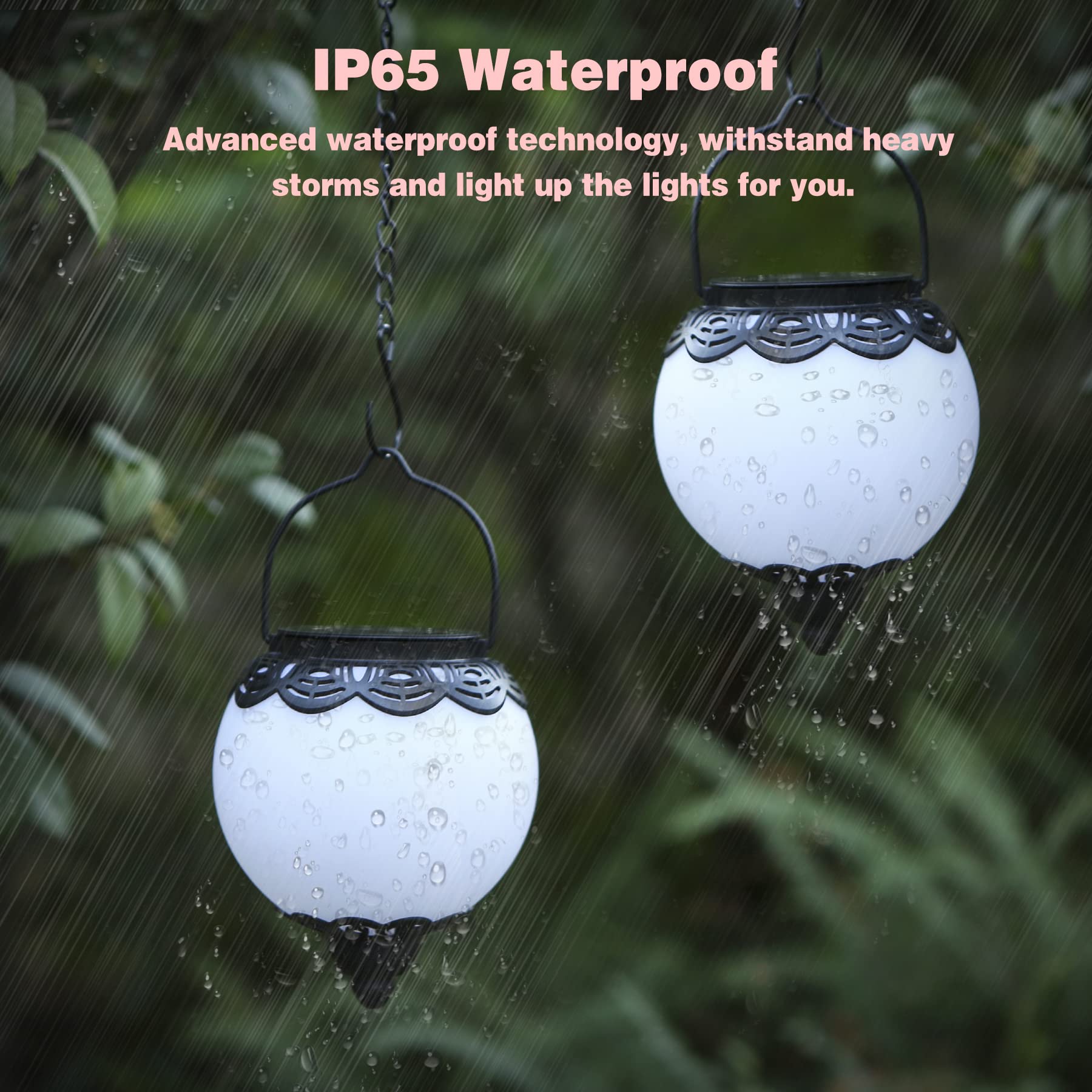 Bonsery Lanterne Solari Da Esterno 2 Pezzi - Sfere Rotonde Bianche Con Design Decorativo - Luce Autonoma Giardino - Impermeabile IP65 - Regalo Festa