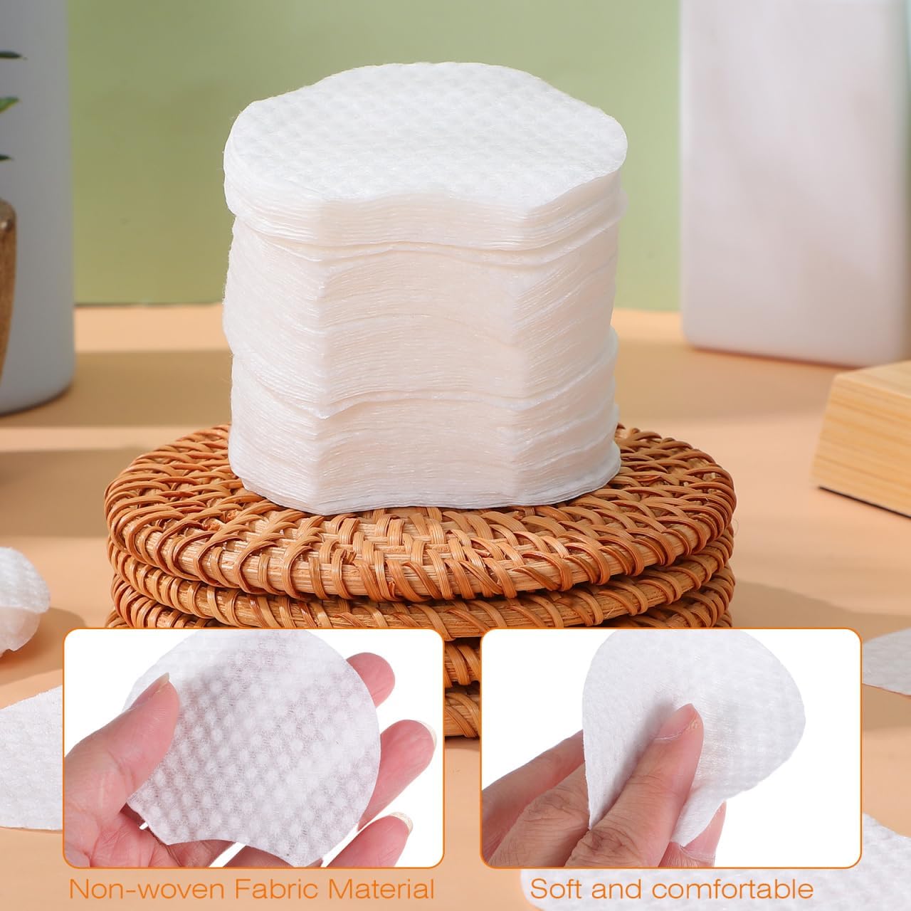 600Pcs Semi-Circular Makeup Remover Pads Thick Disposable Face Pads for Cleansing and Oil Removal Travel-Friendly Non-Woven Cosmetic Rounds