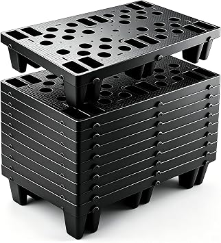 10 Pcs Plastic Pallets, Lightweight Moisture-Proof Floor Pallet, Interlocking with Breathable Grids Storage Pad, Applicable to Indoor and Outdoor, Garages, Kitchen, Basement