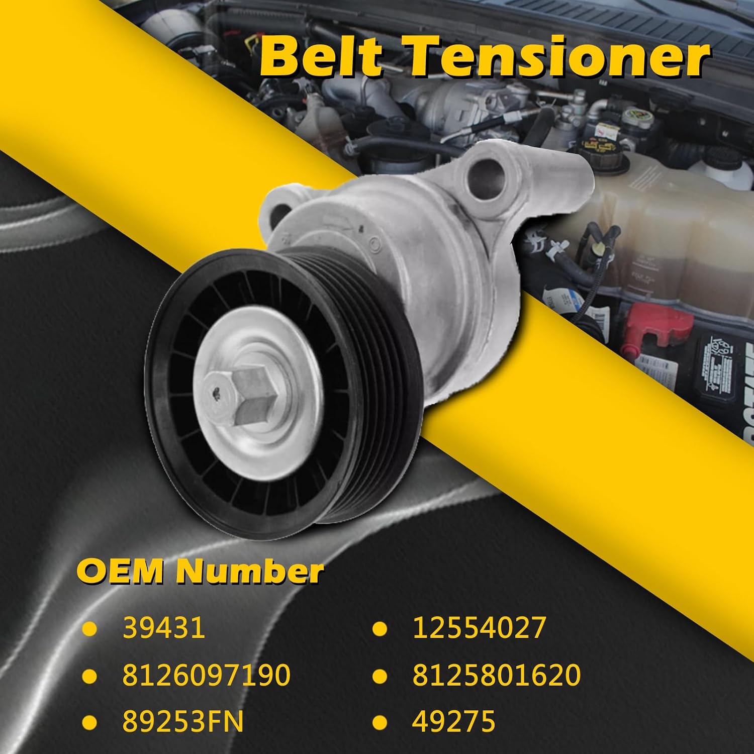 39431 AC Drive Belt Tensioner Assembly with Pulley for Escalade Chevy Gmc ESV EXT Avalanche Colorado Express Silverado Suburban Savana Sierra 1500 2500 3500 Cargo Tahoe Canyon Yukon XL 1500 2500 H2 H3