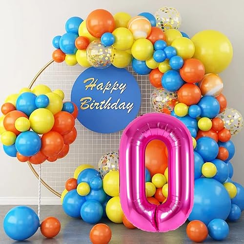 Miniatura 2 de Globos gigantes de 40 pulgadas, color rosa, número 0, tamaño gigante, dígito gigante, de lámina de mylar, helio rosa 0 para niños, suministros de