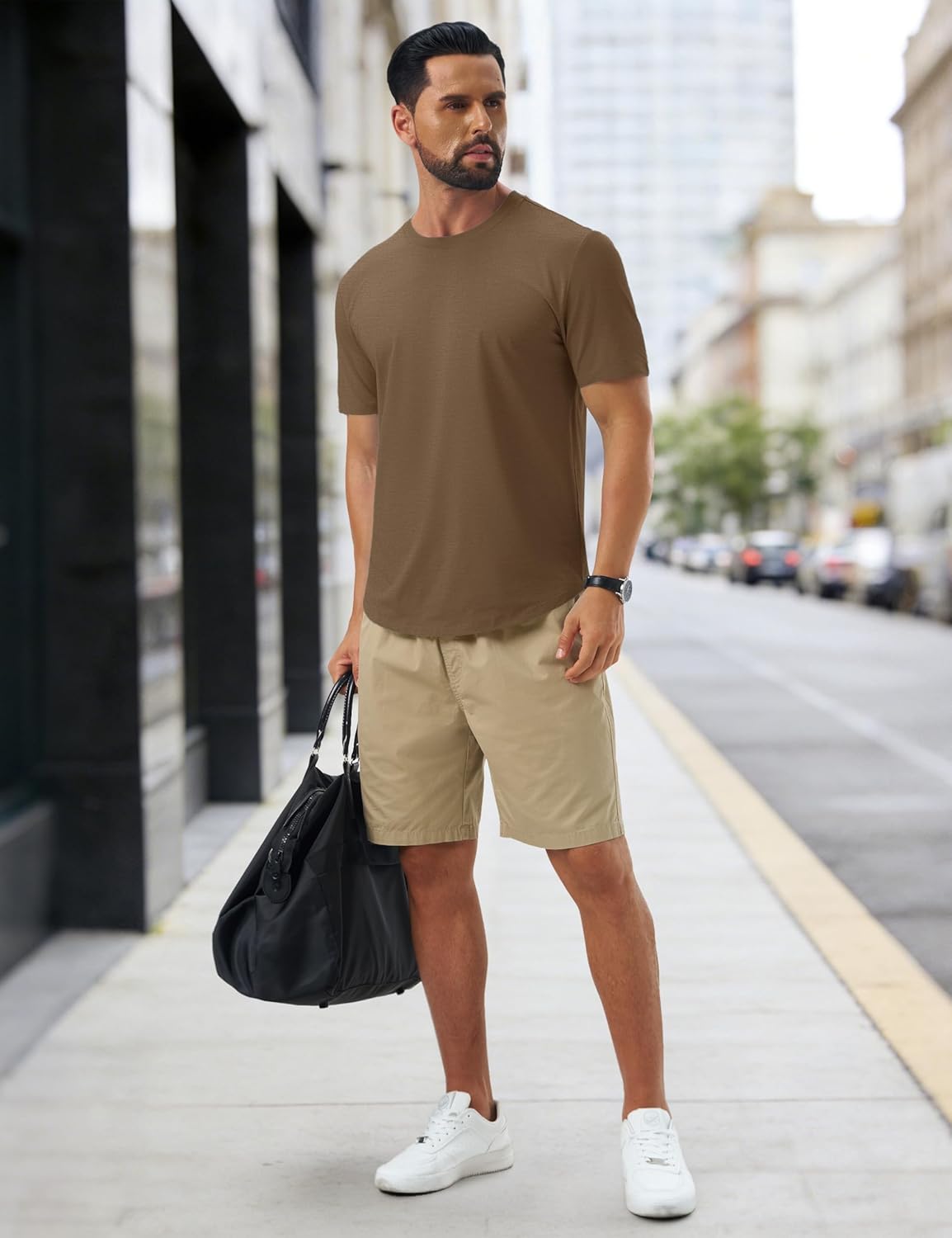 Cotrasen Mens T-Shirts Short Sleeve Curved Hem Lightweight Moisture Wicking Cooling Cotton Blend Casual Crewneck Tee Shirts - Image 7