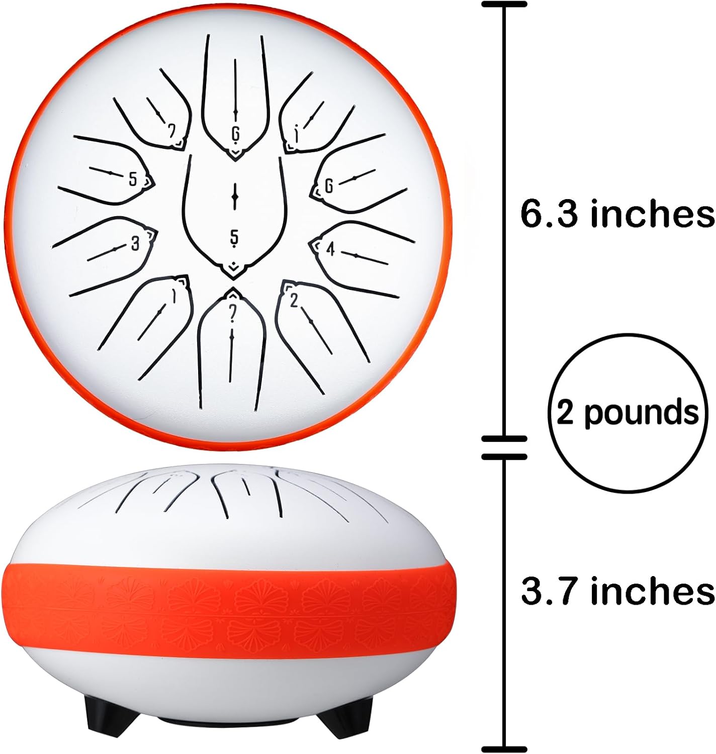 Steel Tongue Drum, 6 Inch 11 Notes Percussion Instrument for Musical Education, Meditation, Relaxation, Calming, Music Gift for Family Friend Adult Beginner (White)