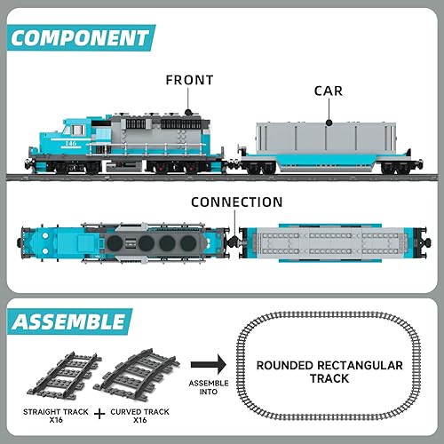 Miniatura 2 de Juego de bloques de construcción de tren, carga de carga interna, locomotora, modelo de juguetes de construcción, regalo para niños a partir de 8