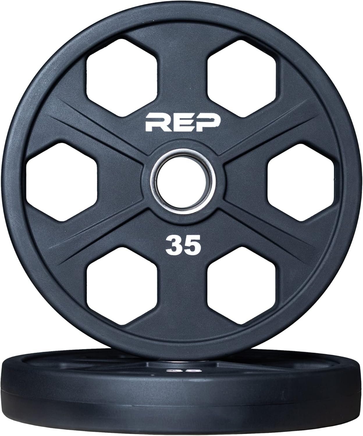 REP Fitness Urethane Coated Tri-Grip Olympic Barbell Weights - Sold in Pairs