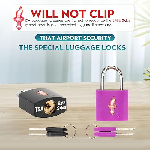 Miniatura 4 de Paquete de 8 candados de equipaje TSA de 1112 pulgadas de ancho para maletas, estuches de armas y bolsas de viaje, cerradura de seguridad de latón