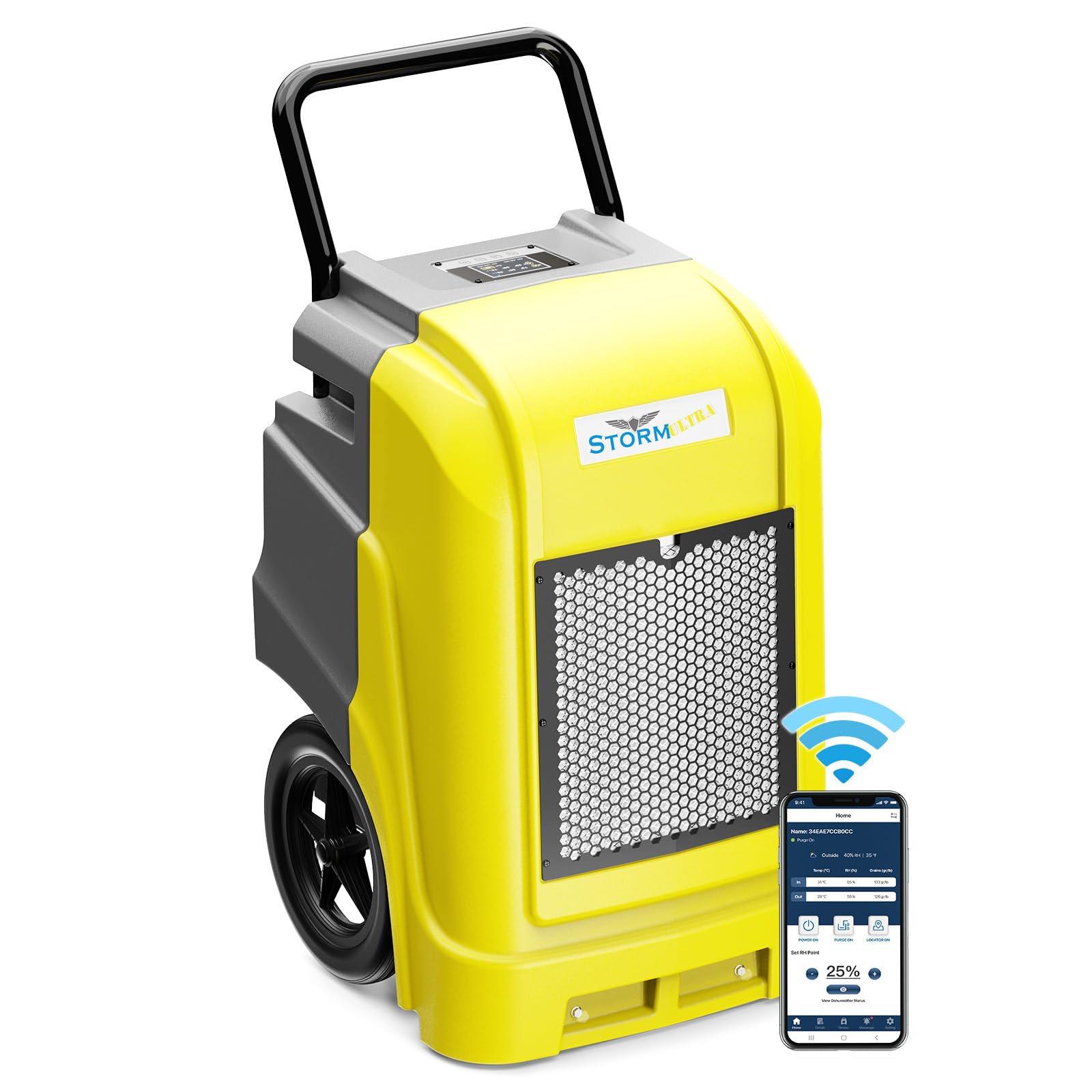 190 PPD LGR Commercial Dehumidifier with Pump by ALORAIR – Storm Ultra-WIFI, 190.0 pints, Plastic, Yellow, Model ALORAIR