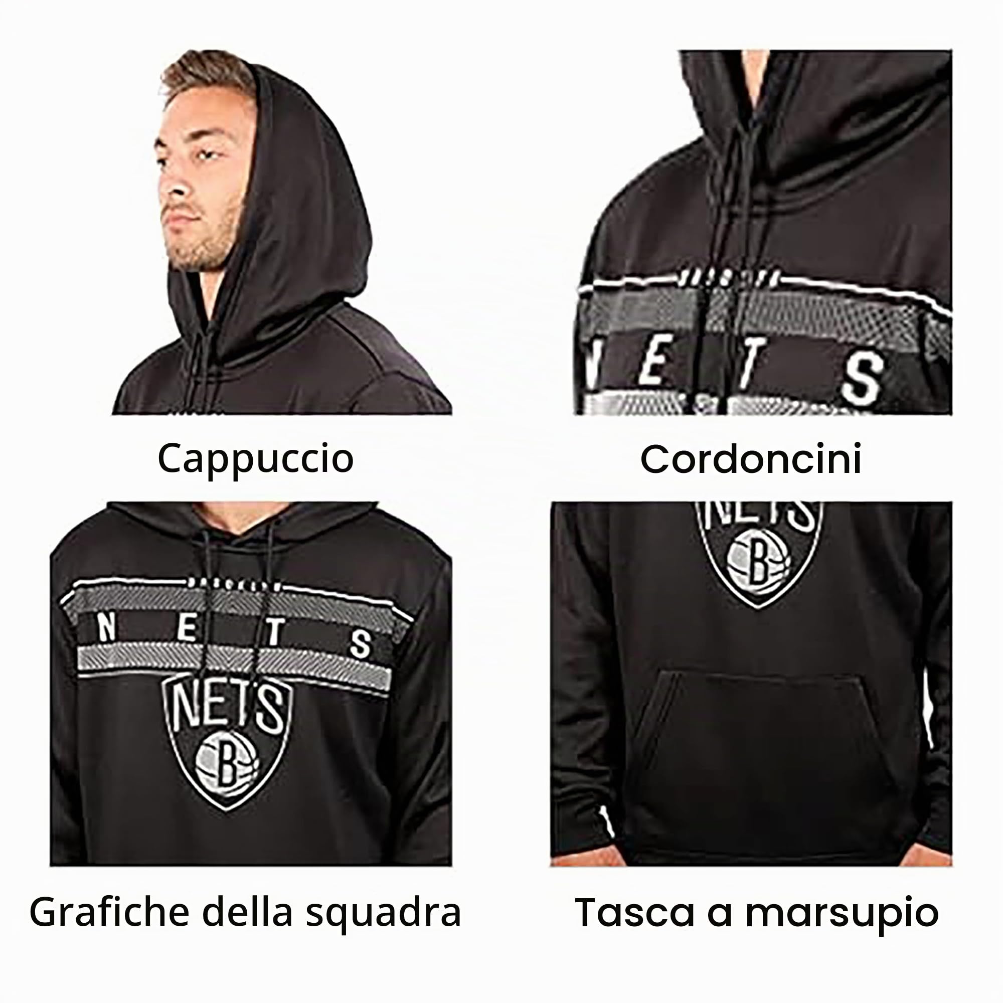 Ultra Game - Felpa con Cappuccio Ufficiale NBA, Super Morbida, da Uomo