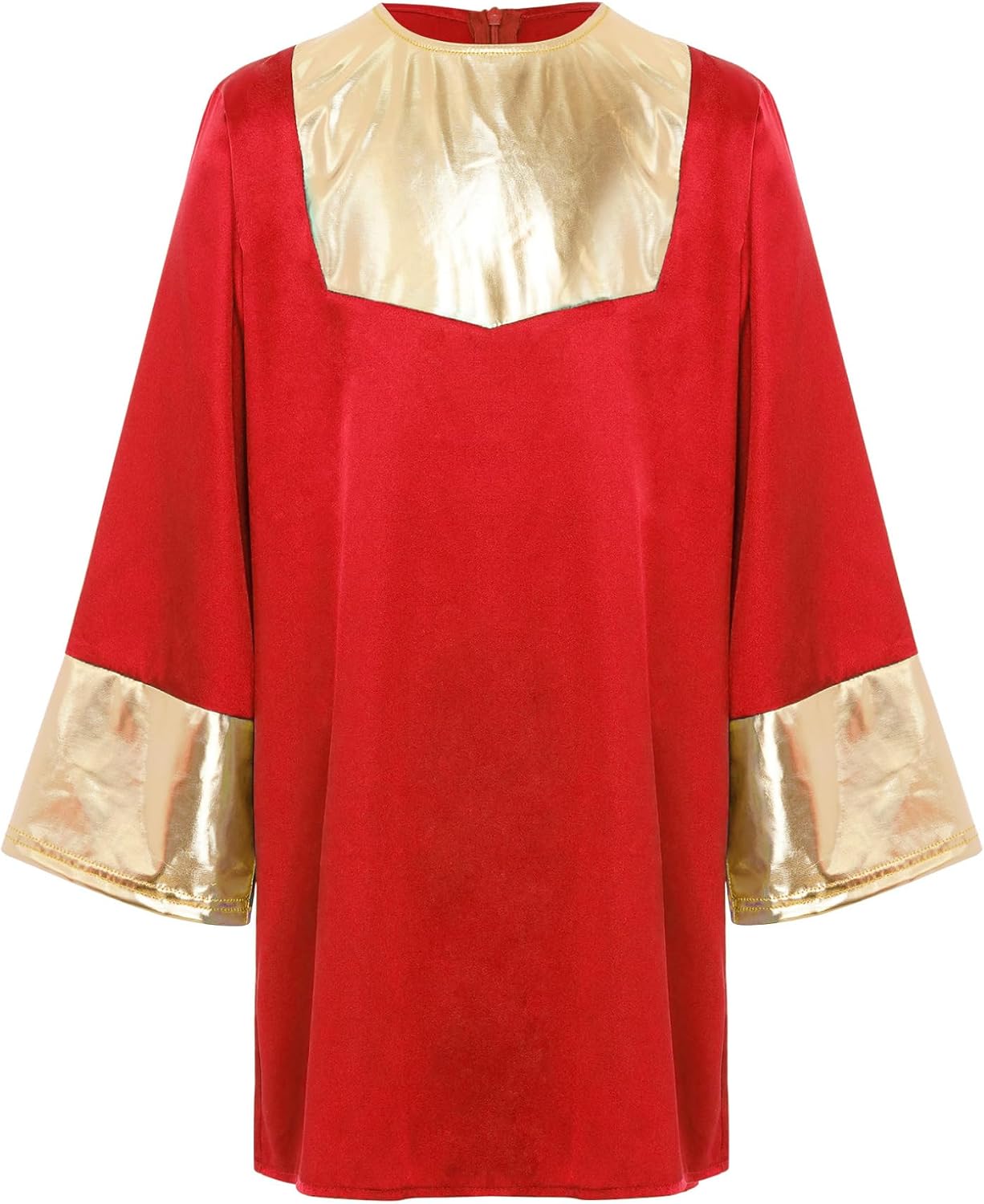 ACSUSS Kids Boys Liturgical Praise Dance Top Long Sleeve Worship Tunic Church Robe Metallic Gold Pullover Shirt