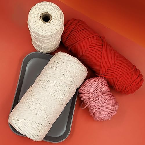 Miniatura 4 de Hand U Journey - Cuerda de algodón natural sin teñir de 0.118 in, cuerda de macramé de una sola hebra, 109 yardas (328.1 ft) para tejer,