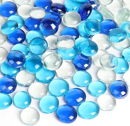 Miniatura 12 de FUTUREPLUSX Canicas de vidrio plano transparente de 5 libras, 500 piezas de gemas planas transparentes para acuario, guijarros de acuario, cuentas