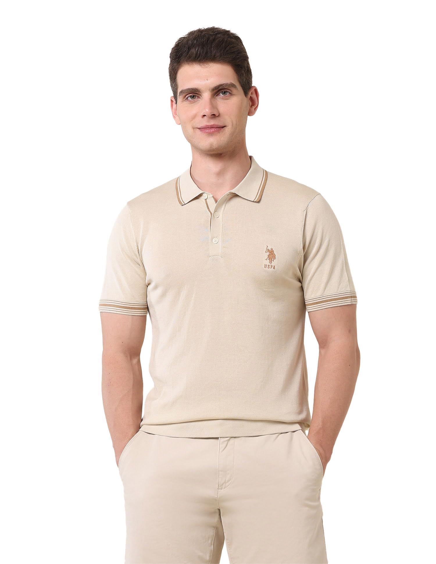 u.s. polo assn. Men's Solid Slim Fit Polo Shirt-picture-38