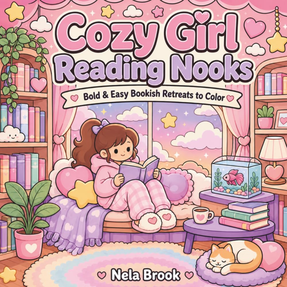 Cozy Girl Reading Nooks: Bold & Easy Bookish Retreats to Color for Teens and Adults (Cozy Girl Coloring Books)