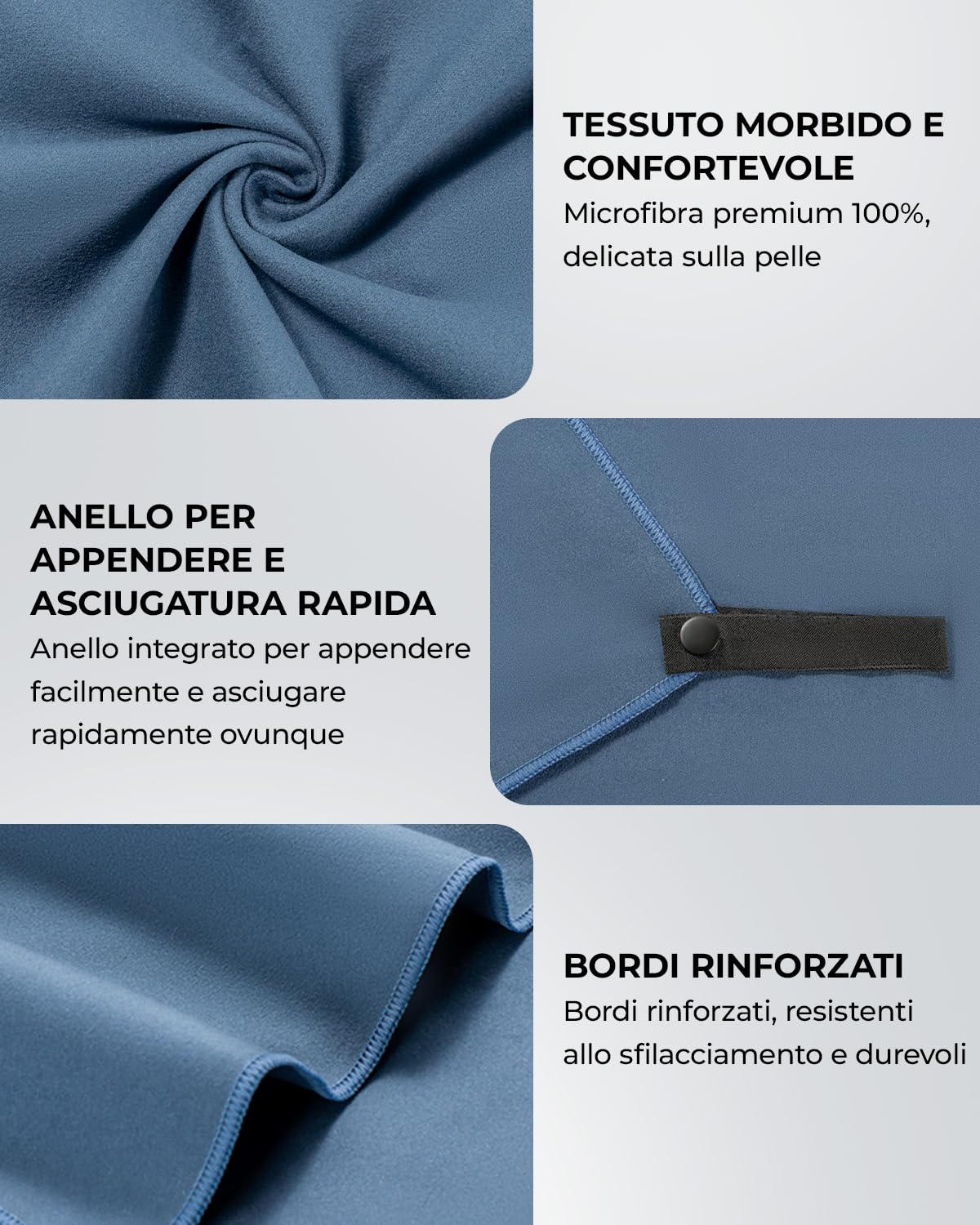 Asciugamano Microfibra – Ultra Assorbente, Asciugatura Rapida, Leggero e Compatto, Asciugamani – Salvaspazio perfetto per palestra, sport, spiaggia e piscina, 1Pack,120 x 60cm,Blu Navy