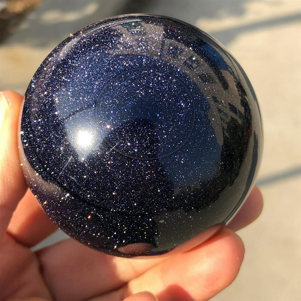 Blue-Sand Stone Quartz Crystal Ball Sphere Ornaments (Size : About 70mm)