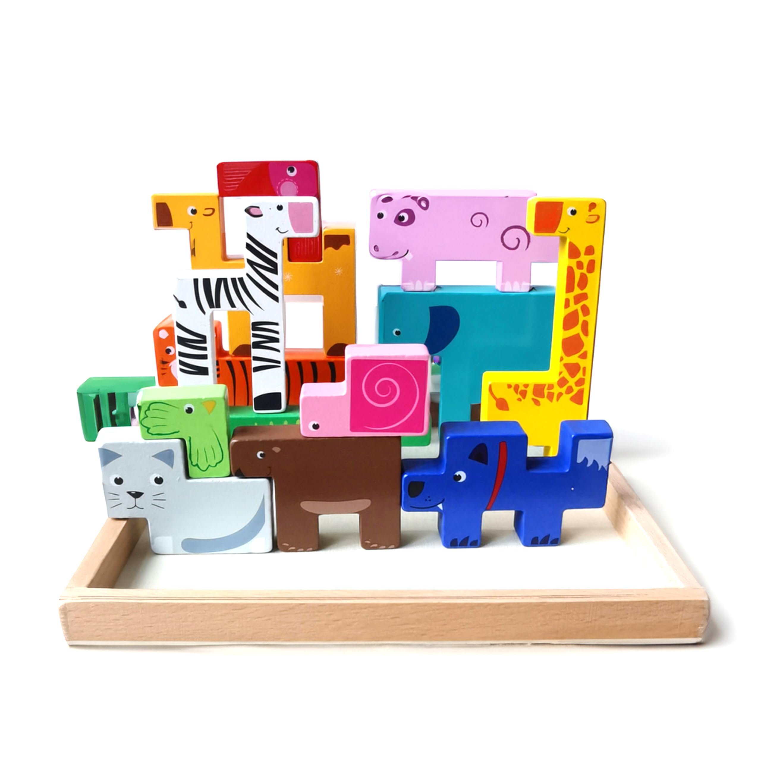 BEACENOV Montessori Wooden Animal Jigsaw Puzzle Toy for Toddler,Montessori Educational Toy for Baby Boy or Girl Gift,Cute Animal Block Puzzles for Kids,Wooden Jigsaw Puzzles for Toddler 2 3 4 Year Old - Image 2