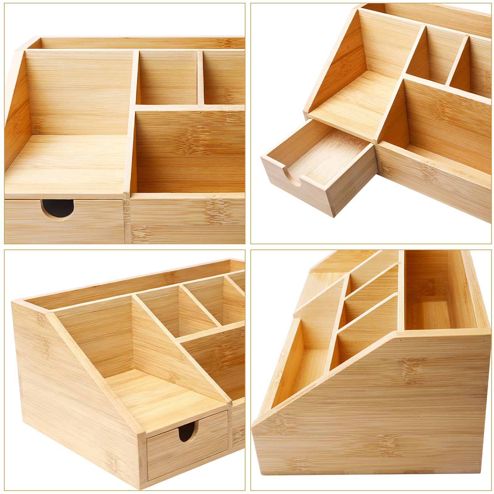 GBKDQQ Organizzatore da scrivania in bambù con cassetto, organizer da scrivania in legno, organizzatore da tavolo, portapenne in bambù, ripiano per ufficio e casa, 24,5 x 15 x 11 cm