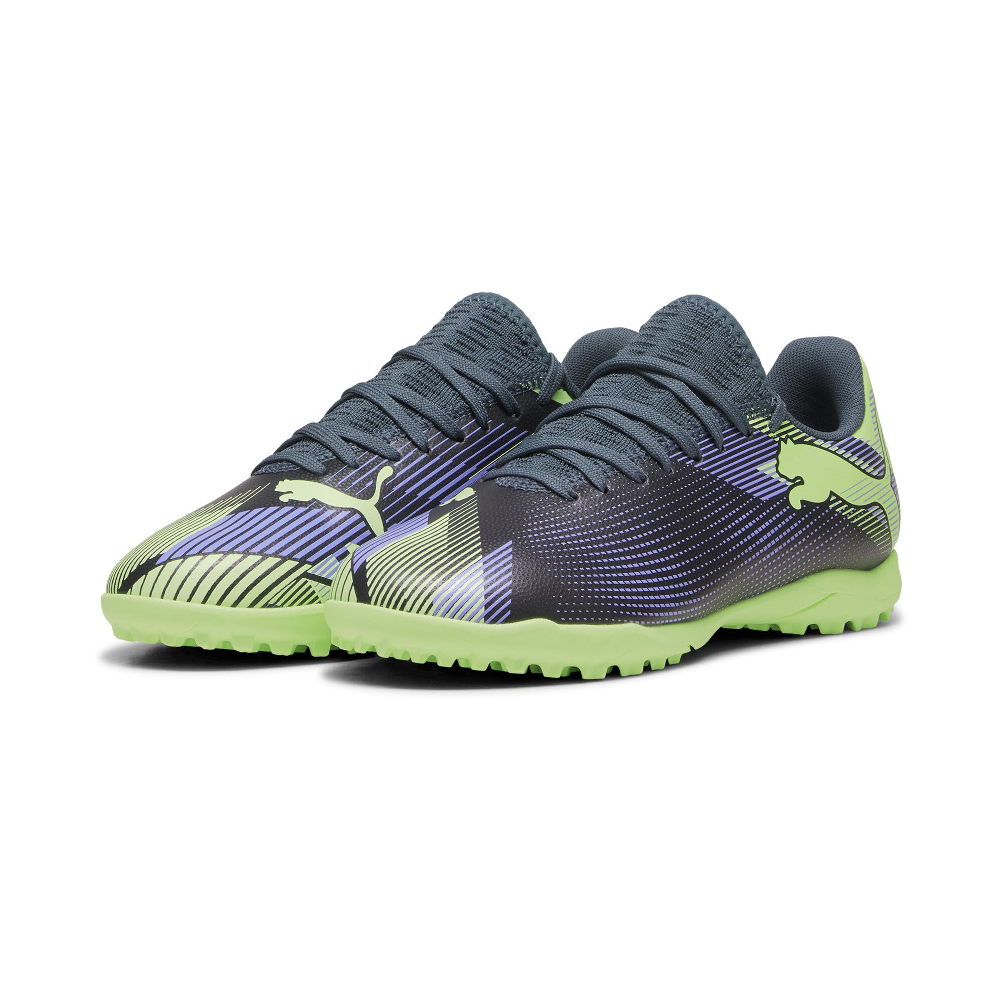 Puma Unisex Youth Future 7 Play TT JR Soccer Shoe, Gray Skies-Elektro Purple-Fizzy Apple-Puma White, 37 EU