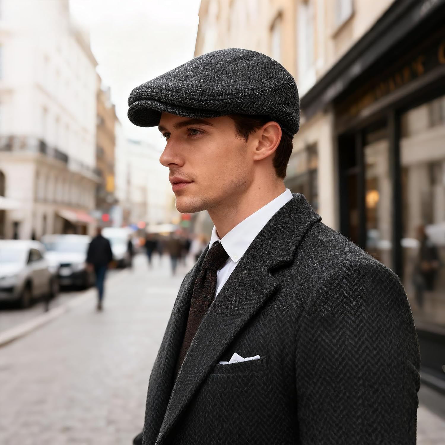 Newsboy Cap for Men Flat Wool Hats Irish Beret Caps Mens Derby Hat 1920s Mens Dress Hat Herringbone Ivy Cap - Image 2