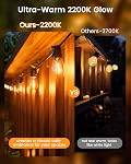60FT Outdoor LED String Lights, 2200K Dimmable Patio Lights with S14 Shatterproof Edison Bulbs, Connectable Waterproof Hanging Lights for Outside Backyard Deck Garden Balcony Bistro Gazebo Wedding
