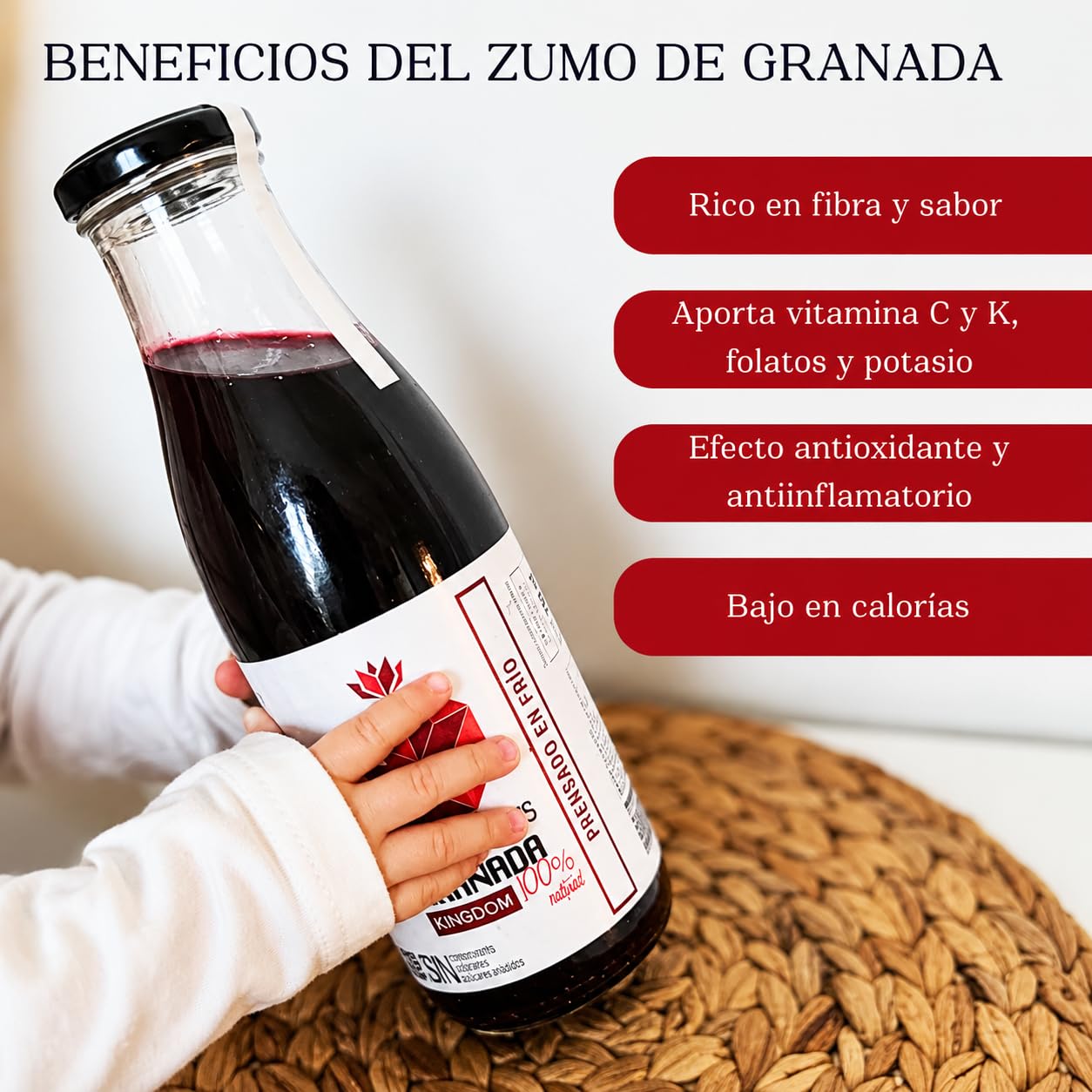 Arilo Fruits® Zumo de Granada 100% Natural Variedad Kingdom | Prensado en Frío | Pack Zumo Granada Natural 12x750 ml sin Azúcar Añadido y rico en Antioxidantes | Zumo Premium | Vegano