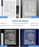 Vista 4 de Calendario acrílico magnético transparente para refrigerador, calendario magnético reutilizable para nevera, pizarra de borrado en seco, tablero