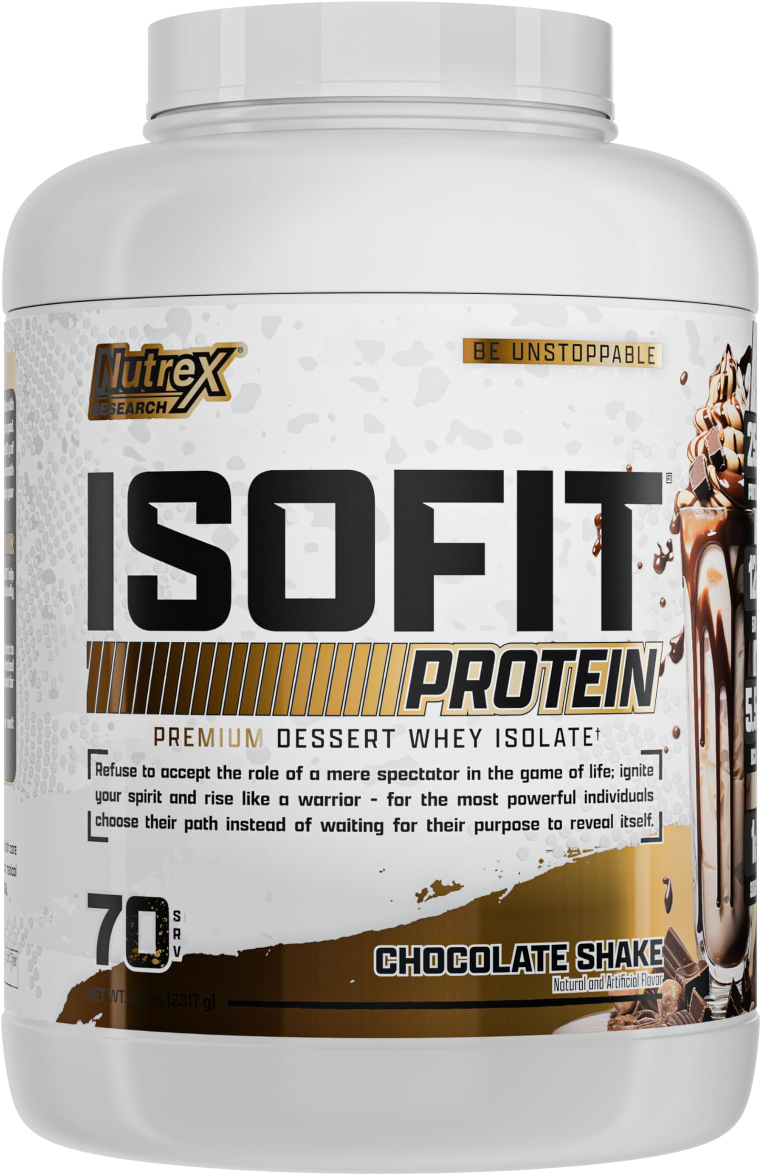 IsoFit | Whey Protein Powder Instantized 100% Whey Protein Isolate | Muscle Recovery, Lactose-Free, Gluten-Free, 70 Servings | 2317g Chocolate Shake