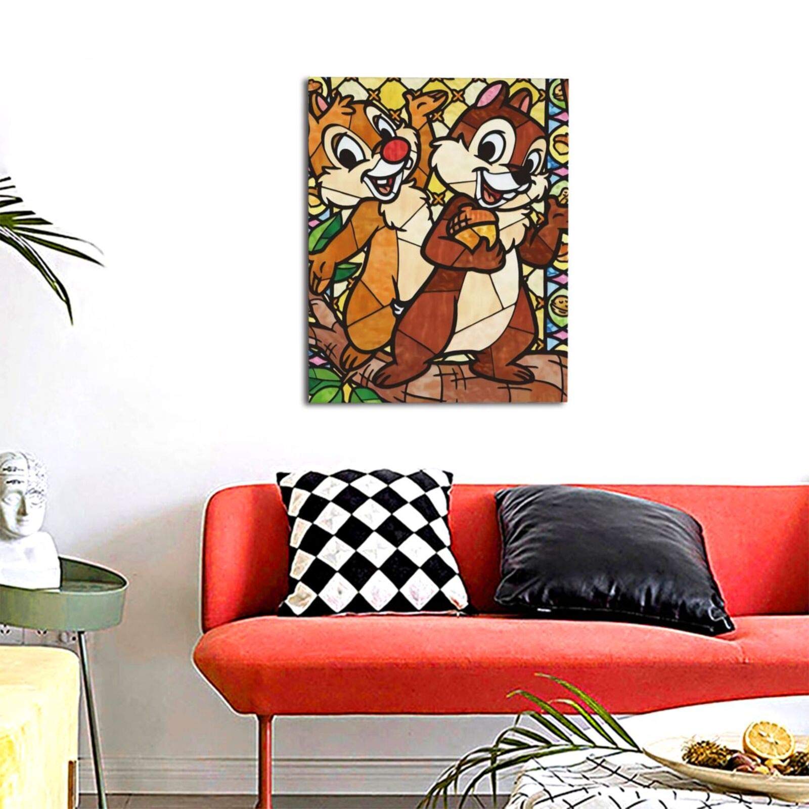 Amazon.co.jp: 絵画 ディズニー チップ&デール ステンドグラス 装飾画