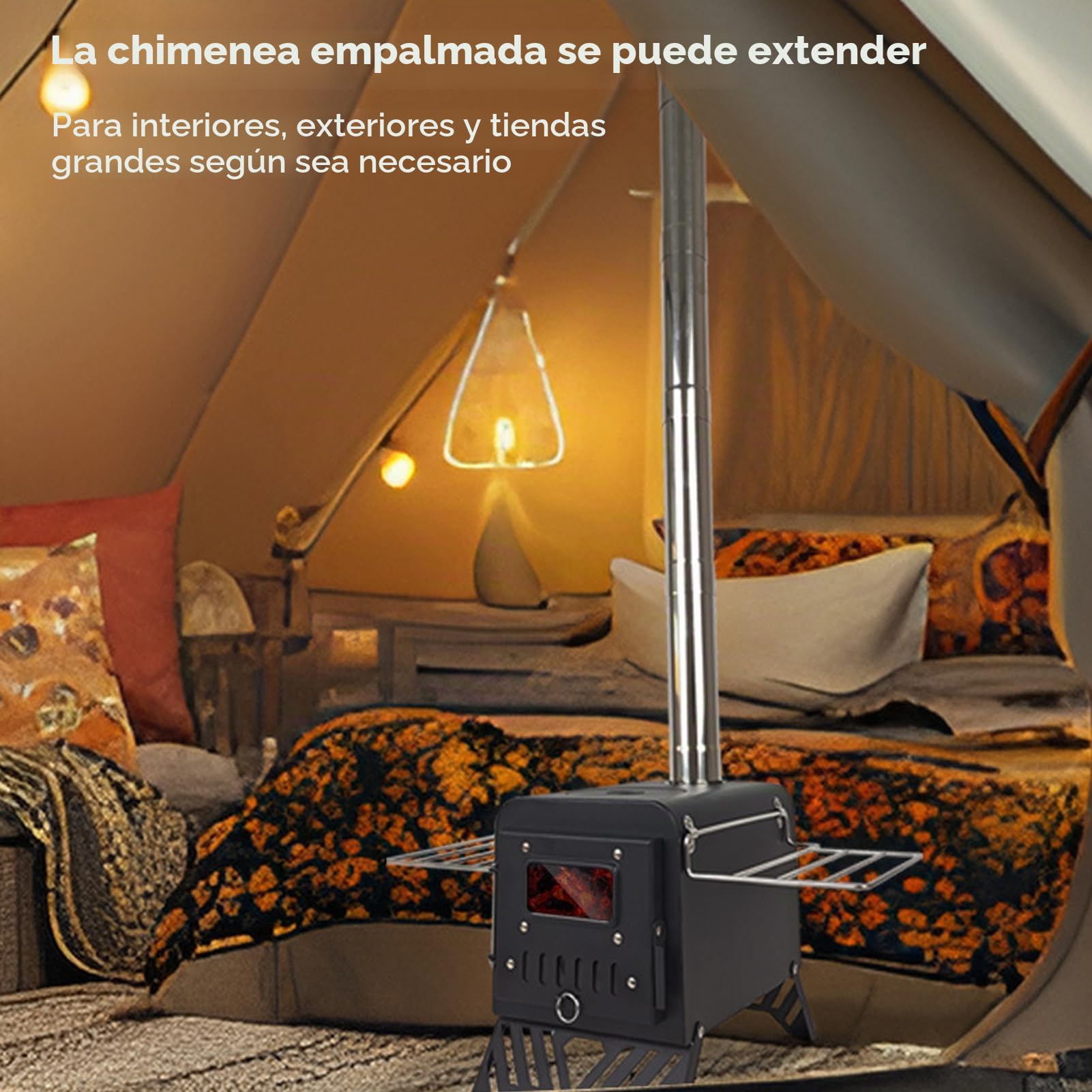 Estufa de Camping sin Humo, Estufa de Leña para Tienda de Campaña Estufa de Leña Portátil para Tiendas de Campaña, Camping, pesca y Senderismo Acampada