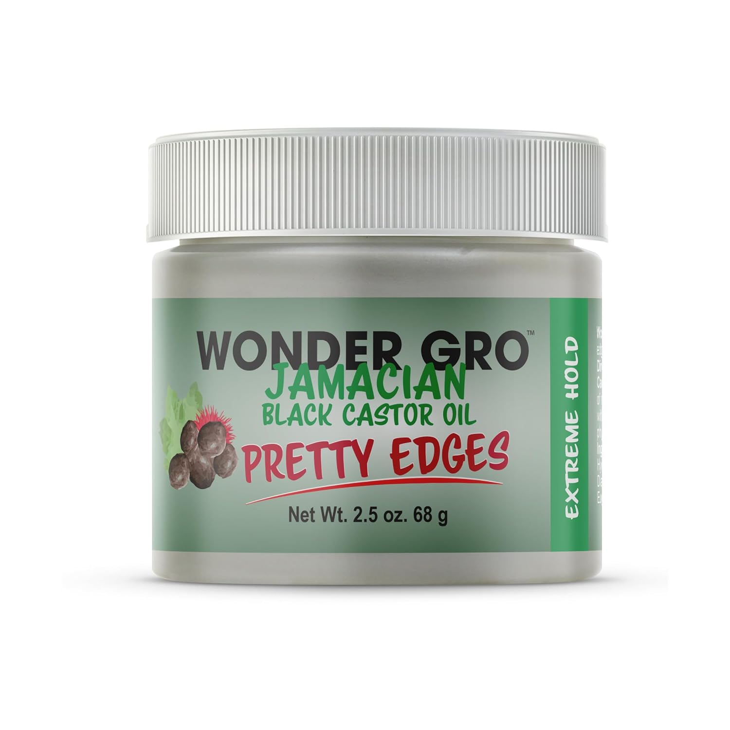 Wonder Gro Jamaican Black Castor Oil Edge Gel for Extreme Hold, 2.4 oz – Soften & Control Hair