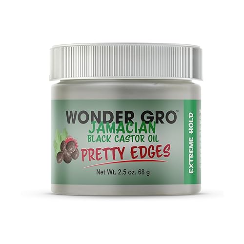 Wonder Gro Gel de borde de aceite de ricino negro jamaicano para sujeción extrema, 2.4 onzas, suaviza y controla el cabello