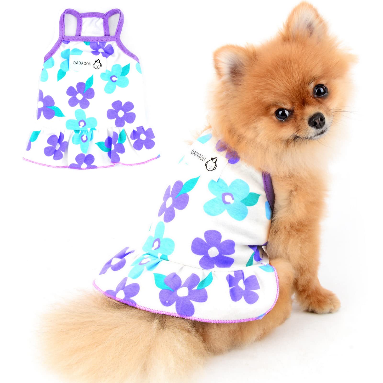 PAIDEFUL Magliette per Cani di Piccola Taglia Gatti Ragazze Gonna a Fiori Estiva Gilet in Morbido Cotone Tee Bretella Canotte Traspiranti Cucciolo Chihuahua Yorkie Vestiti Abbigliamento per gatti XL