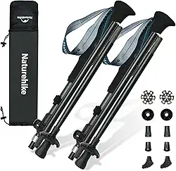 Naturehike Bastões dobráveis para caminhada e trekking, 2 unidades ajustáveis e leves de alumínio para trekking