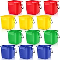 Vista 10 de Irenare 8 cubos desinfectantes de 3 cuartos de galón de limpieza pequeños cuadrados para detergente, boquilla y asa, cubos desinfectantes de Rojo