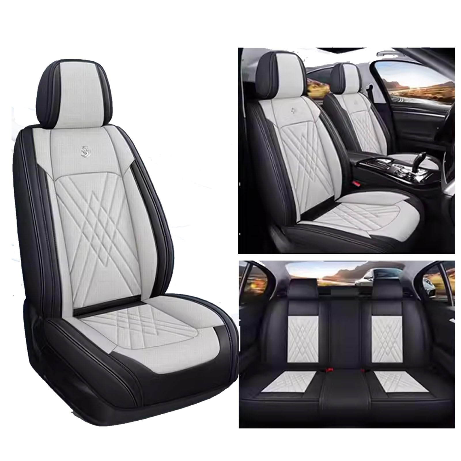 Fundas Asientos Coche para Renault Clio V Life/Zen/Intens/R.S. Line 2019 2020 2021 2022 2023, Universal Juegos Cubreasientos Delanteros Y Traseros Funda Asiento Protector(B(Black Beige))