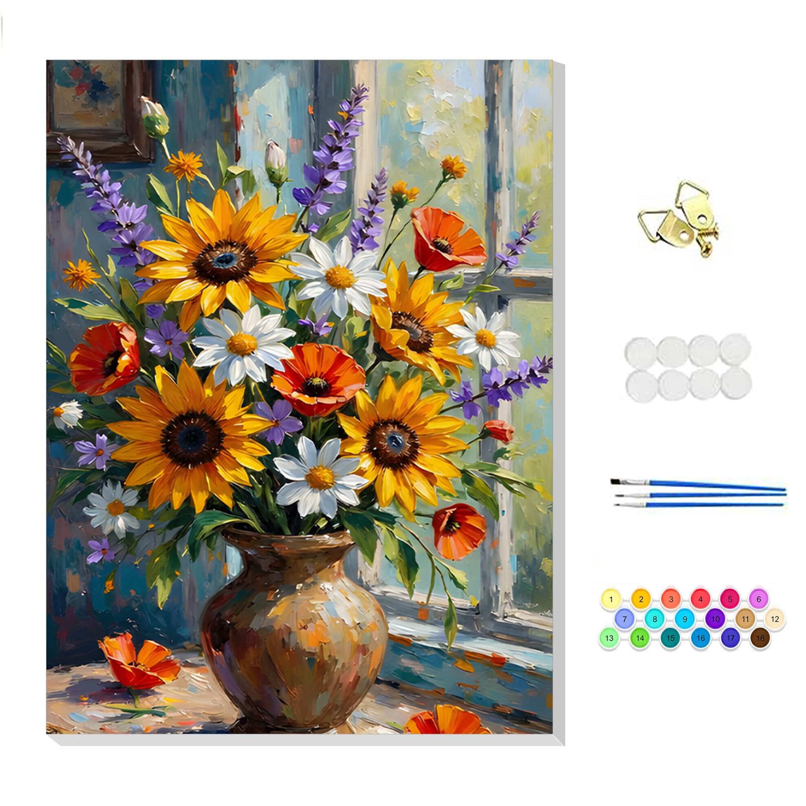 NEWENMO Flowers Paint by Numbers for Adults with Frame 20x30cm