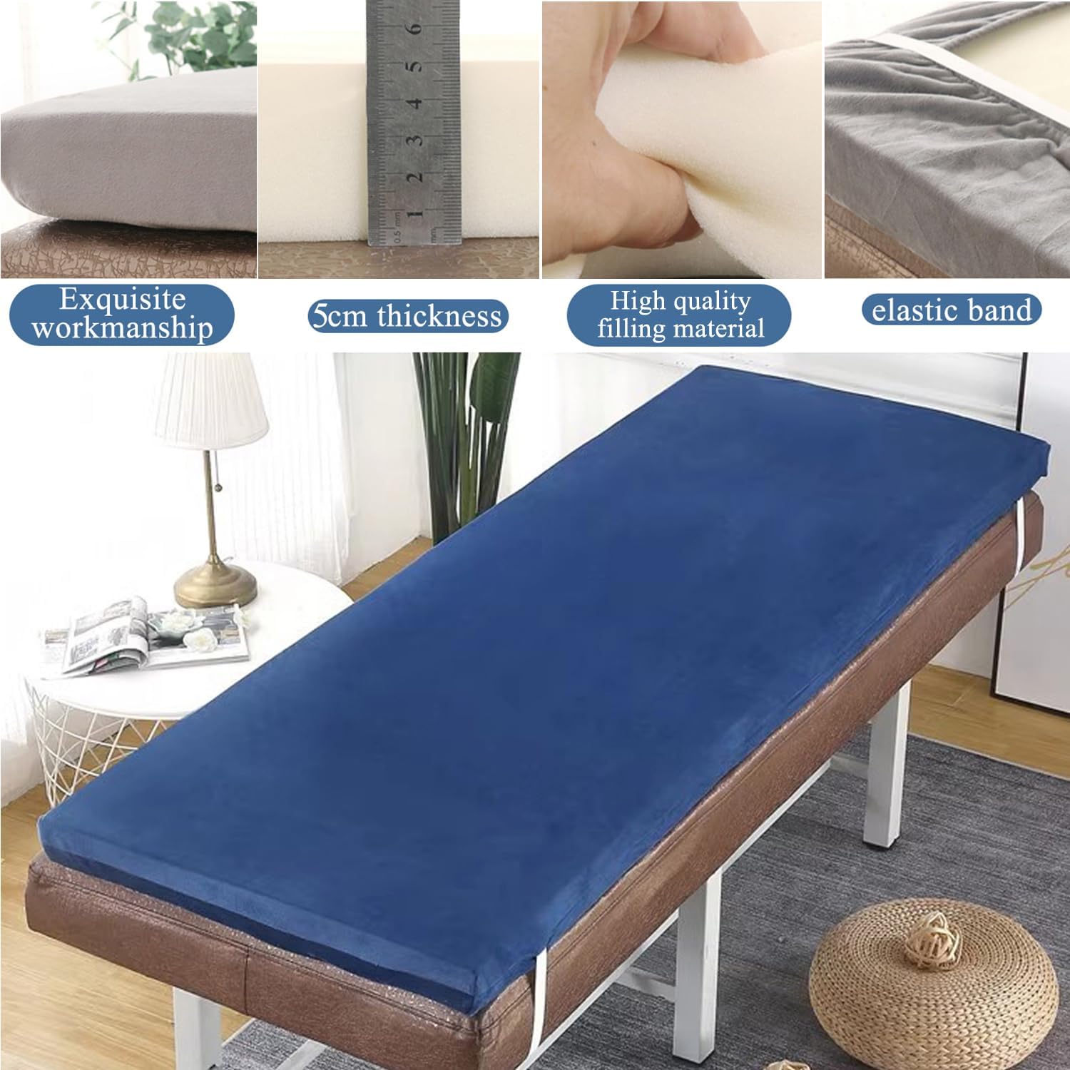 Red(s),190 * 70cm, Massage Bed Mattress Topper with Elastic Band Non Slip 5Cm Thick Spa Massage Table Pad Comfort Massage Accessories Protective Pad Lash Bed Cushion for Beauty Salon