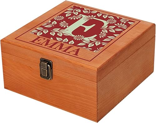 Cajas de recuerdo personalizadas con tapas, caja de recuerdos de madera, joyero de madera, regalo con inicial floral personalizada, regalos para